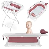 Baignoire Pliable Bébé sur Pied avec Support - Baignoire Bebe Coussin Support avec Therm...