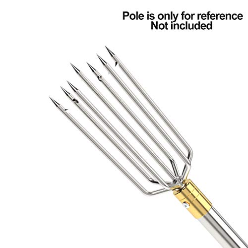 Cyfie 7-Prong Stainless Steel Fishing Harpoon Gig Gaff Hook with 8mm Screw, Fishing Hook Harpoon for Hunting Fish Flounder Frog in Pond River Lake, Capable for Fish Gaff