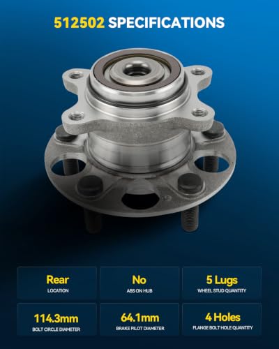 Image of PHILTOP 512502 x2 Rear Wheel Bearing Hub Assembly for Honda Civic