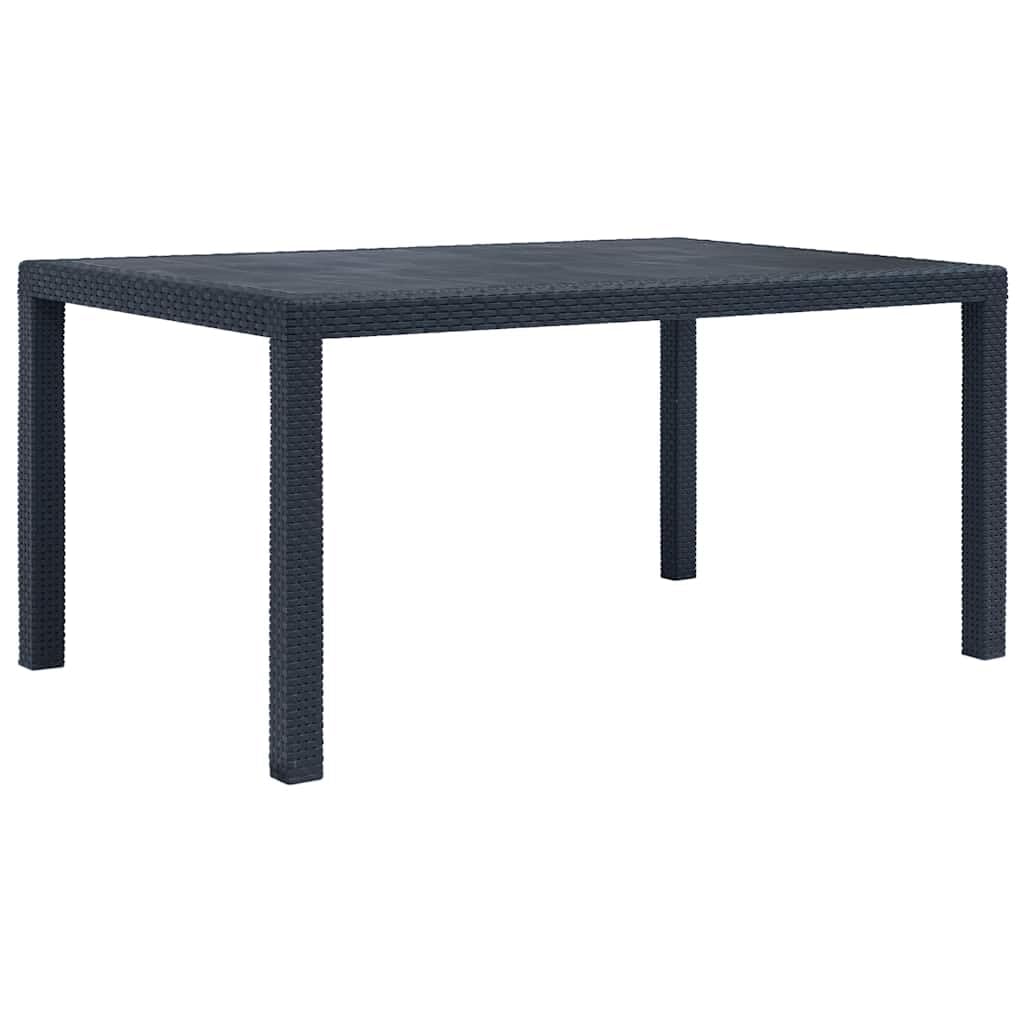 vidaXL Mesa de Jardín Plástico Aspecto Ratán Gris 150x90x72 cm Comedor Patio