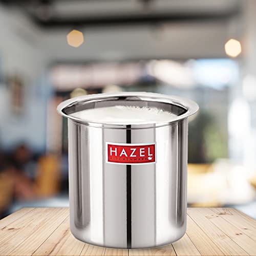 Image of HAZEL Steel Milk Pot | Stainless Steel Milk Boiler Container | Milk Boiling Vessel Gunj for Kitchen, 6000 ML