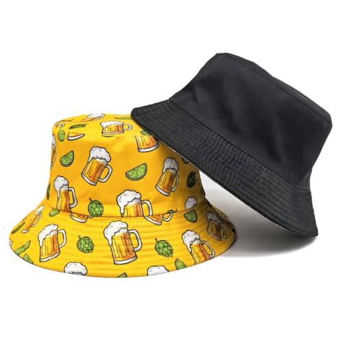 Image of Quanhaigou Bucket Hat for Men Women,Packable Reversible Printed Sun Hats,Fisherman Outdoor Summer Travel Hiking Beach Caps