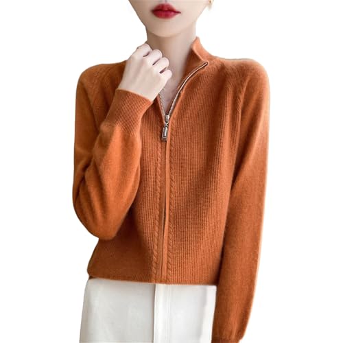 Women 100% Merino Wool Soft Sweater Cardigan Zipper Knitwear Long Sleeve Wool Sweater Female Tops