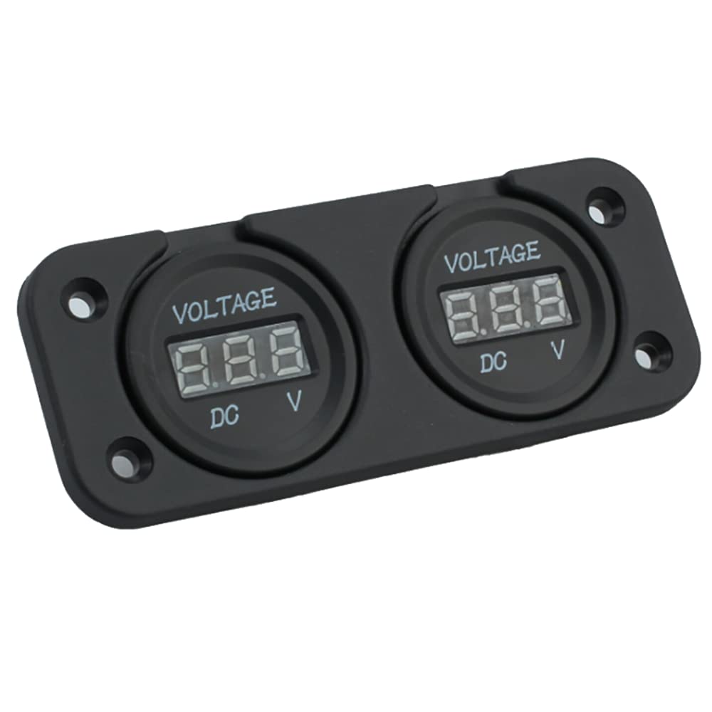 Voltmetro digitale a doppio LED MASO 12V-24V, doppia batteria per auto e moto, pannello di superficie per voltmetro con display a LED
