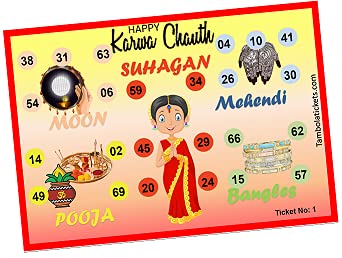 Karwachauth Special Theme Bingo Housie tambola Tickets (Printed on Hard Sheet, Big Size Tickets, 16 Cards) (B099RWCT2D) Amazon Price History, Amazon Price Tracker
