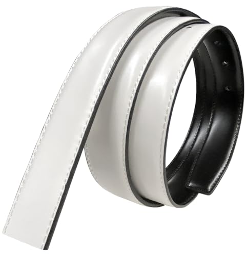 Reversible Dress Belt Strap Replacement Genuine Leather 1-1/8"(30mm) & 1-3/8"(35mm) Wide (30MM- Black/White, 30)