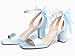 Coutgo Women's Bow Tie Heeled Sandals One Strap Chunky Heel Pumps Satin Ankle Buckle Dress Party Summer Shoes, Sky Blue, Size 8