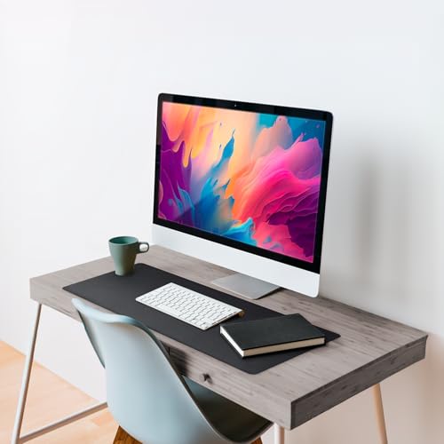Vine Creations Leather Desk Mat Large 36\" x 20\", Desk Protector Mat, PU Leather Desk Pad, Large Mouse Pad, Desk Blotter, Desk Pads on Top of Desks, Desk Matt for Desktop, Office Desk Mat (Black)