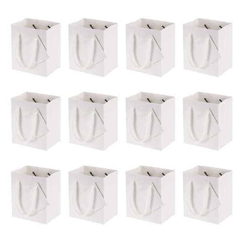 Sacs cadeaux PATIKIL blanc 12 pcs avec poignées et cartes de vœux pour invités