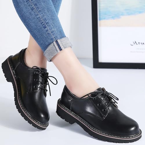 Women's Classic Oxfords Lace Up Business Formal Dress Shoes Platform Oxford Shoes Slip Resistant Service Boots - Image 6