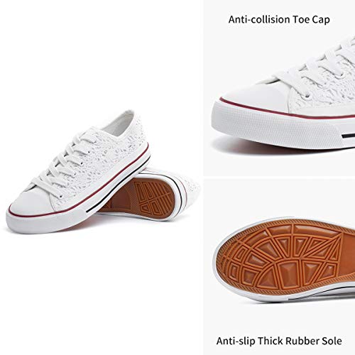 Zgr Women's Fashion Canvas Sneakers Mesh Knitted Upper Low Cut Casual Shoes (White,Us11) #TOP3