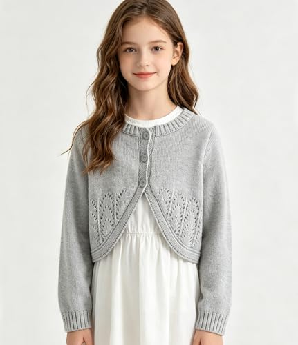 Image of 2Pcs Girls' Knit Toddler Cardigan Cotton Soft Button Closure Bolero Shrug Shawl Shirt Sweater