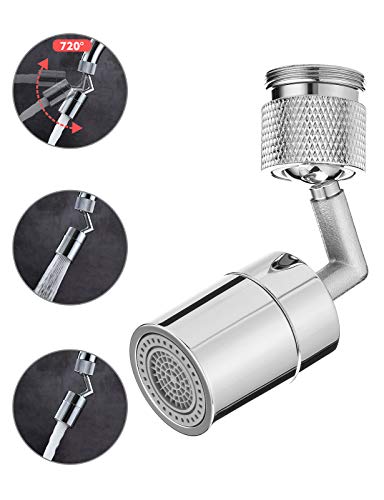 Aitsite Universal Splash Filter Faucet, 720° Rotatable Faucet Sprayer Head, Anti-Splash, Oxygen-Enriched Foam, 4-Layer Net Filter, Leakproof Double O-Ring Applicable Internal Thread 22-24mm