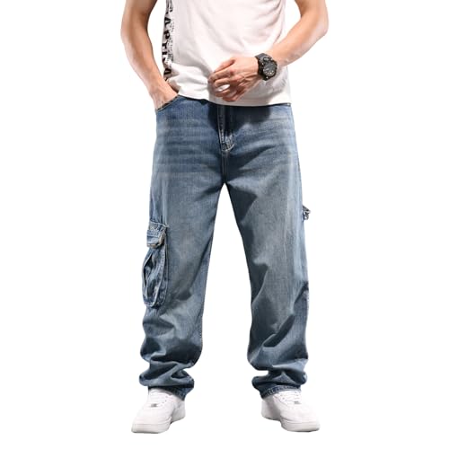 LUOBANIU Men's Baggy Jeans Hip Hop Loose fit 90s Vintage Cargo Denim Fashion Dance Skater Skateboard Pants
