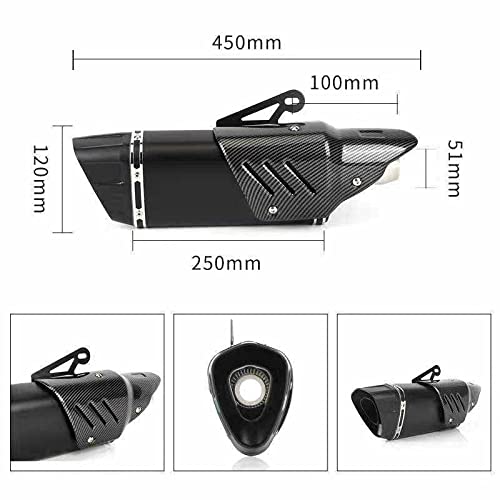 ProRacer Silenziatore di scarico per moto universale, piccolo esagono, obliquo, adatto per moto (Nero 38-51mm.)