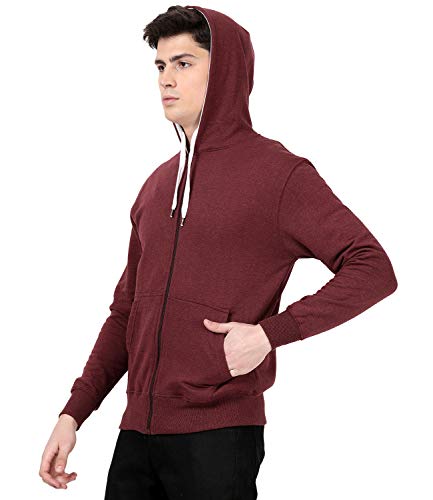 Image of Scott International Mens & Boys Cotton Loose Solid Hoodies Sweatshirt Gym Warm Travel Hoodies Pullover Stylish Winter Wear with Hood and Pockets Zipper Hoodie Maroon, Medium