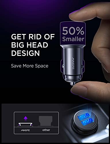 AINOPE USB-sigarettenaanstekeradapter, 24 W/4,8 A, mini-autolader, USB-autolader met blauw ledlicht, autolader, snel opladen voor iPhone12/11/XR/Xs, iPad Pro/Air 2/Mini, Galaxy en meer - Image 6