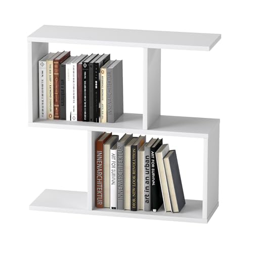 Levede End Table, Narrow Side Table with Storage, Slim Sofa Side Table for Small Spaces, Modern Oak Bedside Table with 3 Shelves, Nightstand for Hallway, Living Room, Bedroom, White