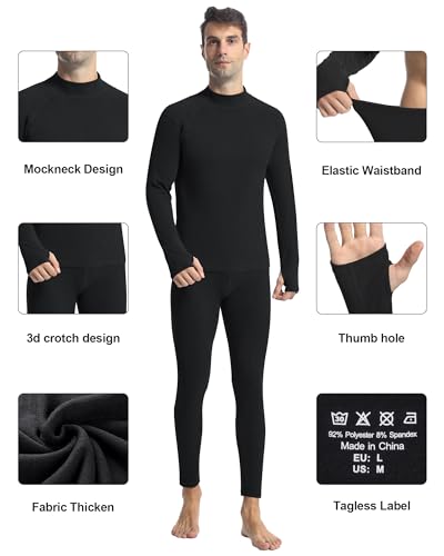 Runhit Mens Thermal Underwear Set：Fleece Lined Long Johns for Men Thermal Shirts and Pants Base Layer Cold Weather Thermals4