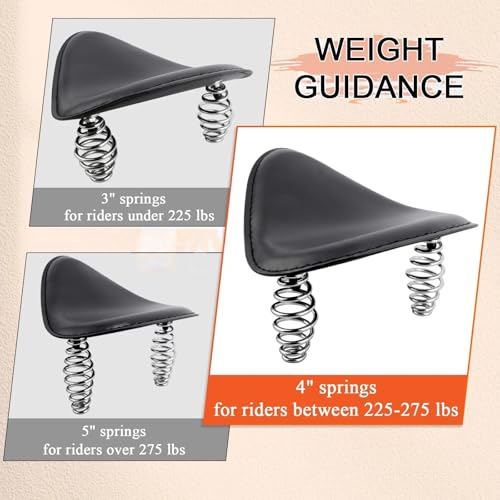 Soporte de Asiento Moto de 5" con Amortiguación Elevada para Conducción Custom en Chopper 3