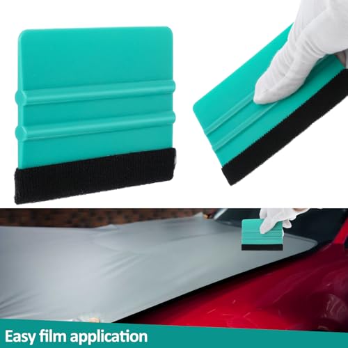 Image of Hariendny Squeegee for Vinyl, 2 Pcs Pink and Teal Vinyl Scraper Tools Wallpaper Smoothing Suede Felt Edge Squeegee Craft Sign Making Wrap Tool for Car Window Wrap Tint Application ppf Tools