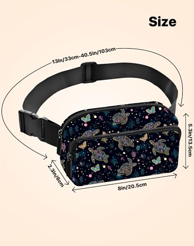 Image of Sea Turtles Fanny Pack Lightweight Belt Bag Fashion Waist Pouch | Waterproof, crossbody bags for women, sports, running, traveling, hiking