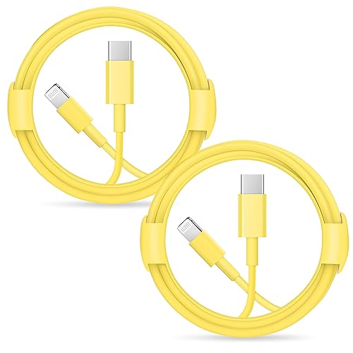 Image of iPhone Fast Charger Lightning Cable [MFi Certified] 2-Pack USB-C to Lightning Cable (6.6Ft) Fast Charging Compatible with iPhone14 /14 Plus /14 Pro /14 Pro Max /13 /13pro /12 /12 Pro /12 Pro Max(Yellow）