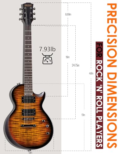 Image of AKLOT 24-Fret Electric Guitar Kit - Single Cut (LP Style), Modern Playability with Coil-Split Humbucker Pickups, Essential Accessories Included, Inferno Burst