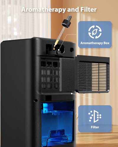 Image of UBBO 95oz Dehumidifiers for Home, 1000 Sq.Ft Dehumidifier with Drain Hose - Auto Shut Off, Timer, Sleep Mode & Drain Hose - 7 Color Light for Bedroom, Bathroom, RV - Black