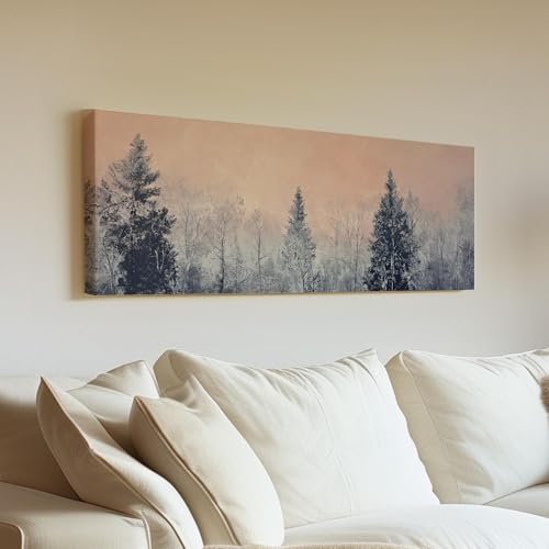 Tableau panoramique rose poudré de 50 x 150 cm pour décoration murale