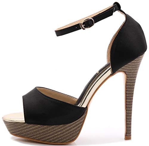 YooPrettyz Women Peep Toe Dress High Heel Ankle Strap Prom Shoes Wedding Platform Pumps2
