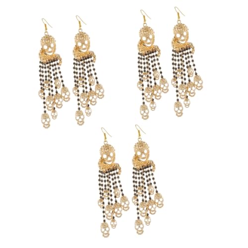 Boucles oreilles strass de crâne VALICLUD : lot de 3 paires pendantes Halloween pour femmes