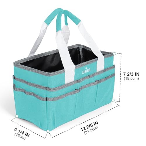 Image of JJRING Craft Organizer Tote Bag, Art Storage Caddy with Multiple Pockets, Sky Blue Sewing Bag for Art, Craft, Scrapbooking, School, Medical, and Office Supplies Storage