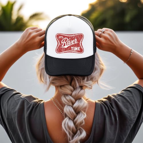 Image of It's River Time Trendy Summer Trucker Hat Classic 5 Panel Mesh Snap Back Trucker Hat