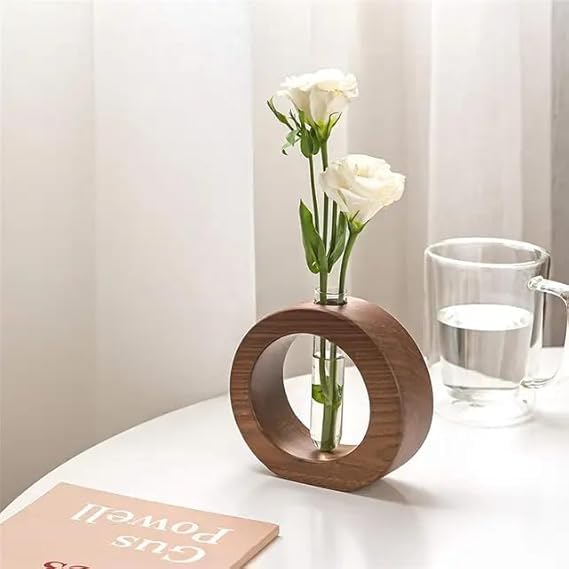 Wooden Test Tube Home Decor Planter Modern Flower Vase with Wood Stand Plant Propagation-image-18