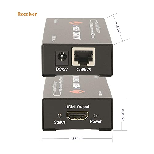 J-Tech Digital Hdmi Extender By Single Cat 5E/6/7 Full Hd 1080P, Edid Copy, Dolby Digital/Dts With Hdmi 2.0 Cable 3Ft- 2 Pack #TOP2