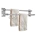 Sumnacon 15.6 Inch 2 Bars Self Adhesive Towel Bar Racks - Stainless Steel Bath Towel Holder Organizer with 3 Hooks, Contemporary Style Brushed Finish Towel Bar Holder for Bathroom Kitchen Bedroom