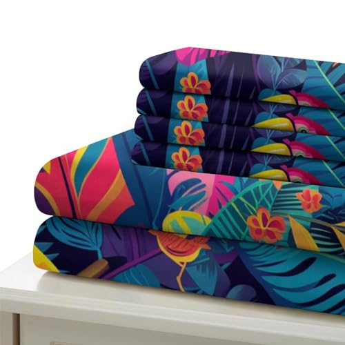 Parure plantes et animaux tropicaux 3D microfibre lit double