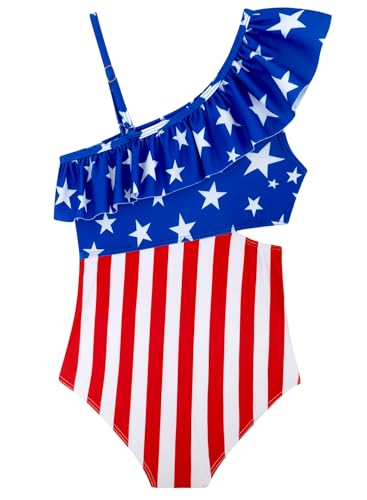Image of Alakuoti Girls One Piece Swimsuits Cutout Ruffle Bathing Suit Quick Dry Beach Swimwear with Adjustable Strap 5-14 Years