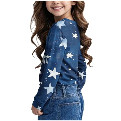 Funny Star Print Shirts for Girls Spring Loose Fit Preppy Shirts Comfy Lightweight Crewneck Blouses Long Sleeve Tops3