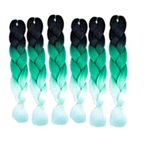Jumbo Braiding Hair Extensions 24 Inch Ombre Synthetic Hair Crochet Braids Kanekalon Long Jumbo Braids For Box Twist Crochet Hair (1b/green/light green)