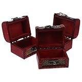 VALICLUD 3 Piezas Cofres del Tesoro Mini de Madera Retro con Tapa y Cierre Seguro Caja Vintage para Joyas y Pequeños Objetos Organizador Antiguo para Escritorio y Decoración Temática Pirata
