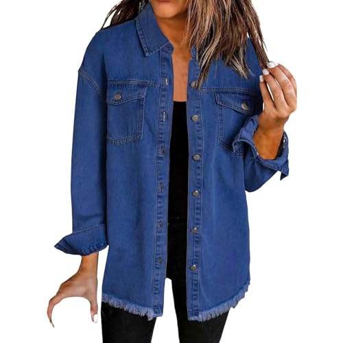 Veste chemise en jean délavé pour femme – Surchemise tendance décontractée, légère et polyvalente pour les ten