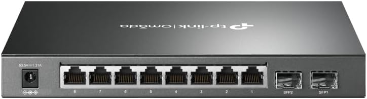 SG2210P 10-Port Gigabit Smart PoE Switch, 8× PoE+ Ports, 2× SFP Slots, 61W PoE Budget, Cloud Managed, VLAN, QoS, Fanless, Desktop/Wall Mount, Omada Switch