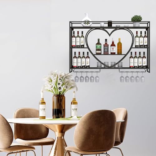 Casier à vin industriel mural avec étagères et support verres - 5