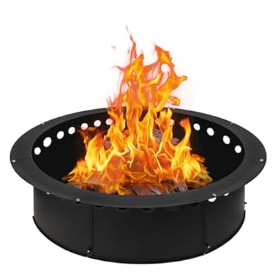 Baitedelai Outdoor Smokeless Large Fire Pit Ring 43 Inch Outer/39 Inch Inner Diameter, Heavy Duty Metal Round Liner Insert for Outside DIY Campfire or Bonfire Ring, Above or In Ground Use