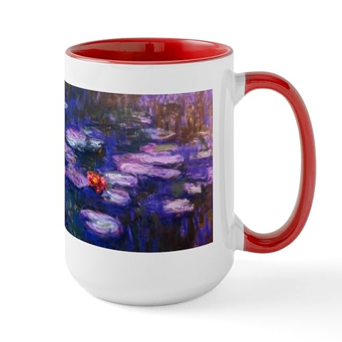 Taza de cerámica cafepress 15 oz Monet Blue Waterlilies miniatura 1