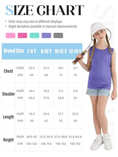 Image of Poroka 5 Packs Girls Active Dry Fit Athletic Tank Top Performance Tech Sleeveless Shirts for Running Exercise Yoga