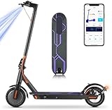 Caroma Electric Scooter, Peak 600W Motor, Up to 16 Mph, 18 Miles Range, 8.5' Large Tires Portable Foldable Electric Scooter Adults, App Control (Digital Blue)