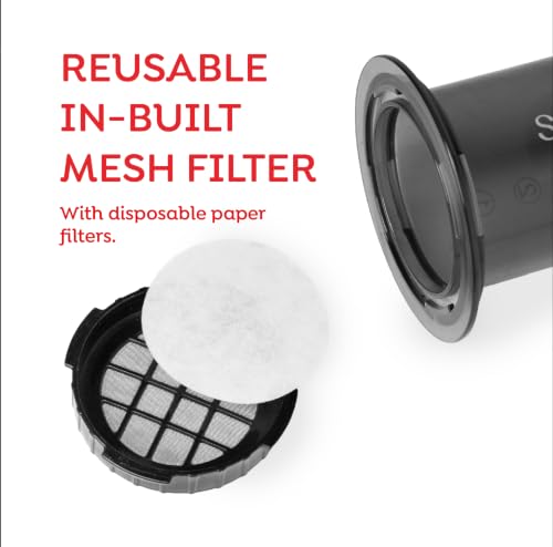 Image of Sipologie Mesh AirBrew with In-Built Mesh Filter & Ceramic Coffee Mug | Travel Coffee Maker | Paper Filters Included | Compact Travel Brewer